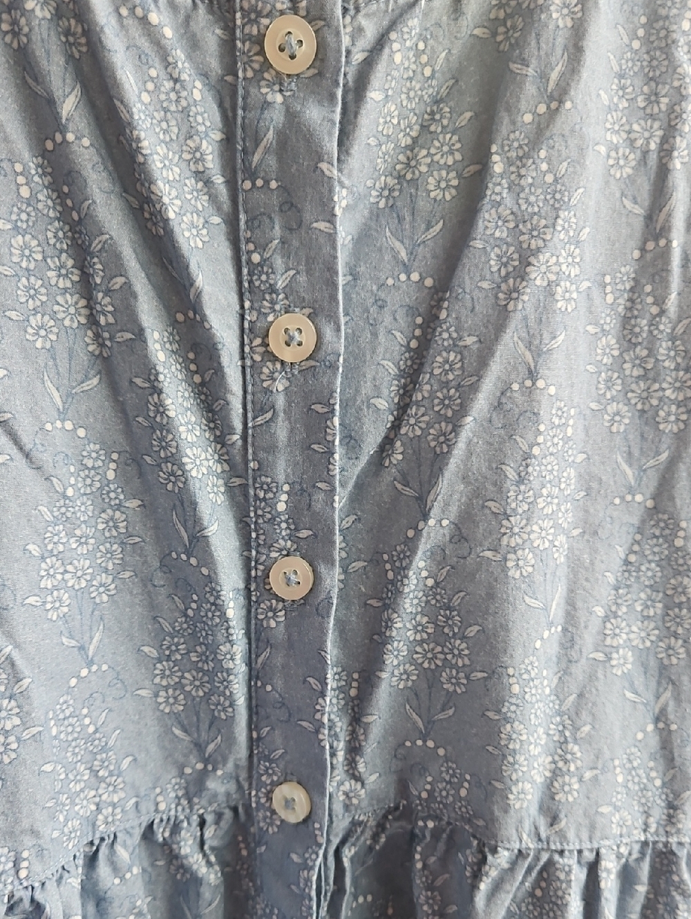 Kate Quinn Women’s Large Cotton Prairie Dress Blue Floral. - Picture 2 of 3